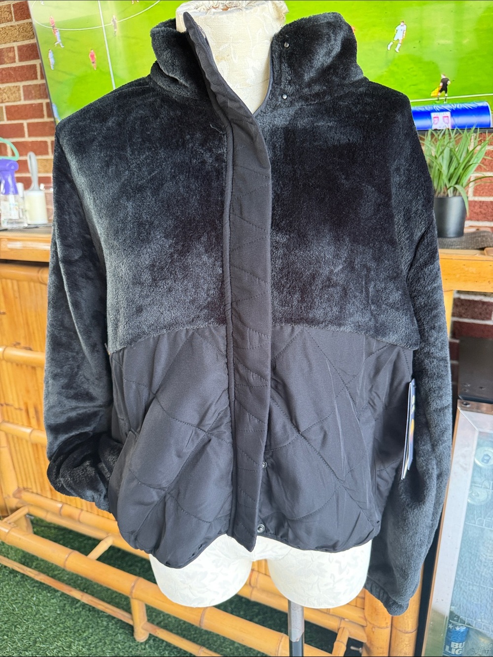 Leg3ND Discovery Black Teddy Faux Fur Hooded Jacket
